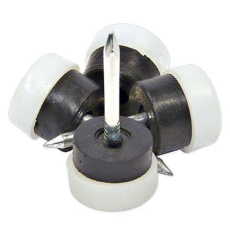 Convenience Concepts 0.75 in. TruGuard Plastic Base Round Nail On Cushioned Glides, White, 4PK HI3241888